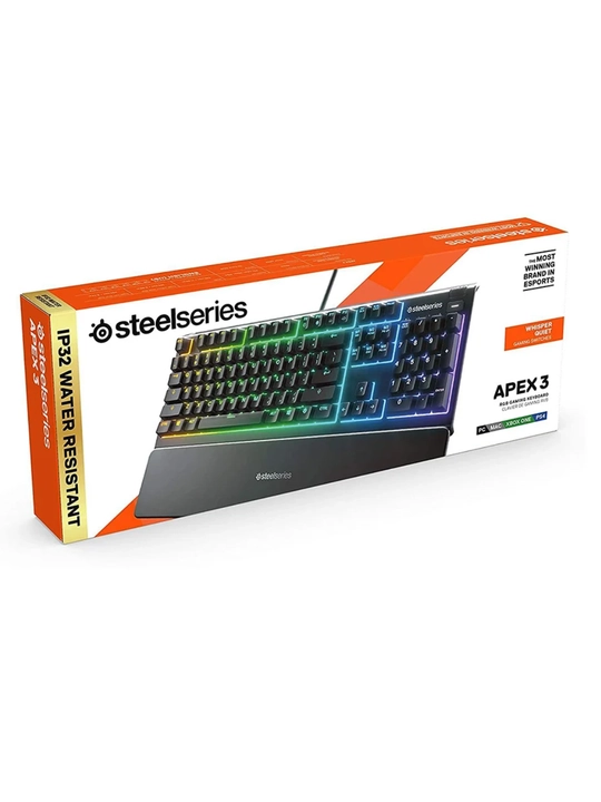 SteelSeries Apex 3 RGB Водостойкая Бесшумная Клавиатура с RGB-подсветкой