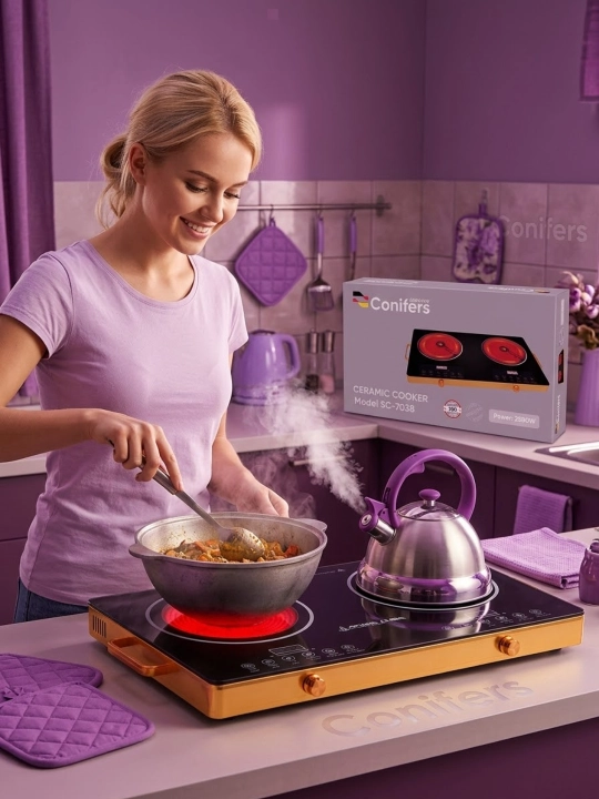 Elektr plita  2 komforkalik  stol usti plitasi , shisha keramika 3500 W