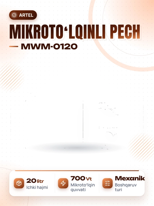 Mikroto'lqinli pech Artel MWM 0120, Silver - 