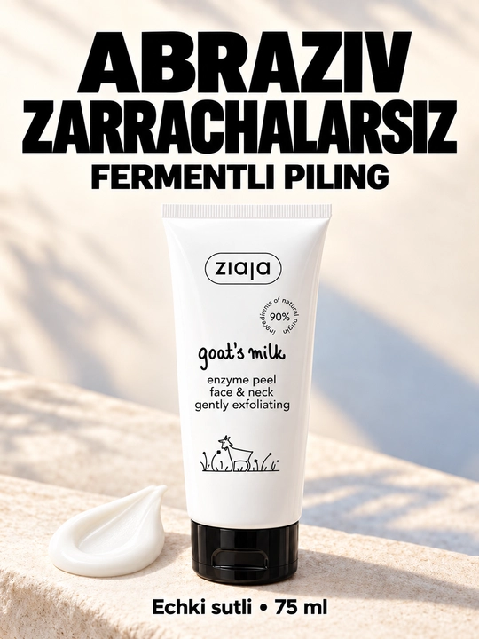 Yuz va bo‘yin uchun fermentli piling Ziaja echki sutli, abraziv zarrachalarsiz, 75 ml - 