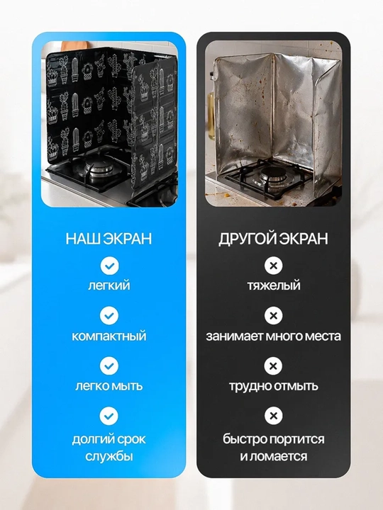 Складной защитный экран от брызг масла, жаропрочный кухонный фартук от жира