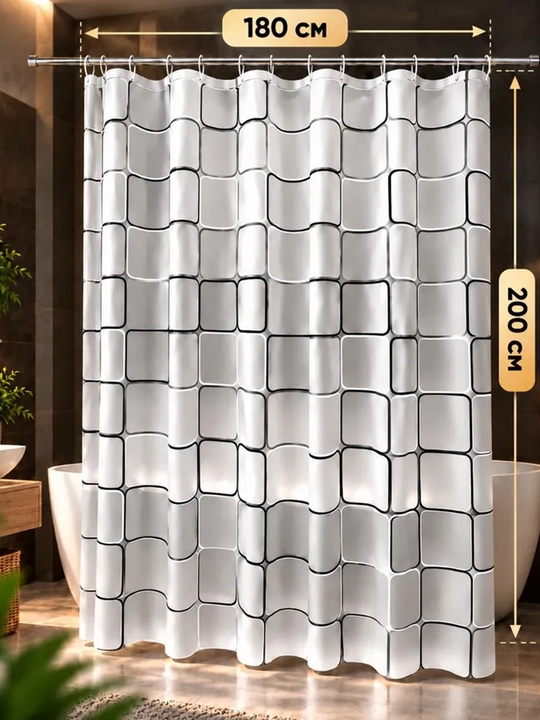 Vannaxona uchun 180x200 o‘lchamli suv o‘tkazmaydigan parda