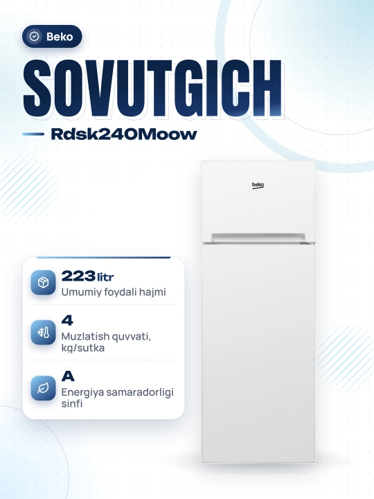 Sovutgich Beko Rdsk240Moow Beliy 223L - 