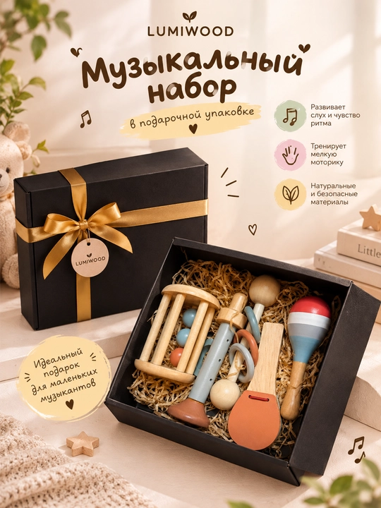 Yog‘ochdan musiqa to‘plami ,musiqa uchun o‘yinchoqlar - 
