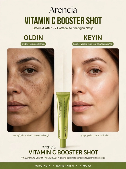 Arencia vitamin C krem, yuz kremi, ko‘z atrofi kremi, namlovchi krem,