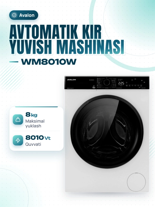 Стиральная машина Avalon WM8010W, 8 кг - 