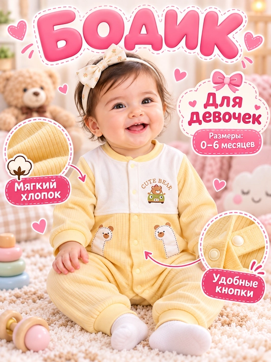 Боди для новорожденных , детский боди, слип, комбинезон для малышей - 
