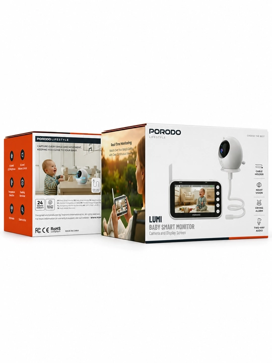 Видеоняня Porodo Lumi 48 PDLFSTM100WH, экран 4,3″, 720p