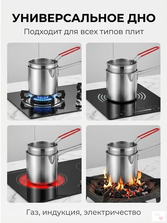 Кастрюля-фритюрница 5 в 1 из нержавеющей стали, набор для жарки продуктов