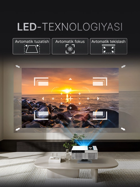 Домашний проектор со Smart TV и Wi-Fi, мини кинотеатр 4K Android, Xnano X6