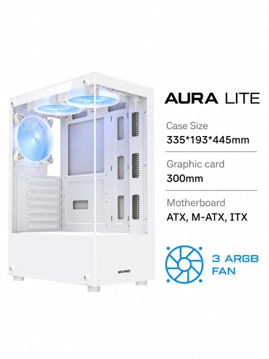 Корпус для компьютера, игровой корпус-аквариум, 3 RGB-вентилятора, прозрачное стекло, ATX