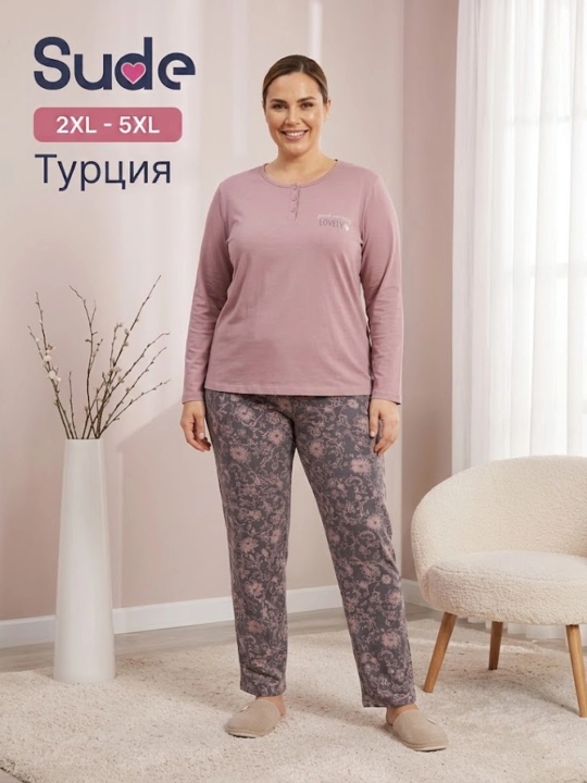Ayollar uchun katta o‘lchamli pijama, Turkiya, 2XL–5XL