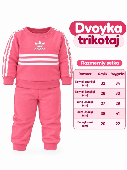 Kuzgi va qishki bolalar dvoykasi,yumshoq,qulay,issiq sport kostyum 6–9 oylik bolalar uchun