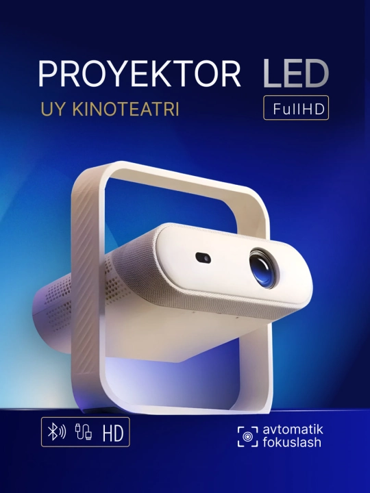 Uy proyektori NSL03, Smart TV, Full HD, Android, Wi-Fi, 4K qo‘llab-quvvatlashi - 