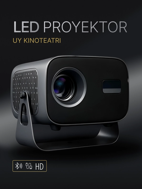 Uy proyektori A10 Plus, Smart TV, Full HD, Android, Wi-Fi, 4K qo‘llab-quvvatlashi - 