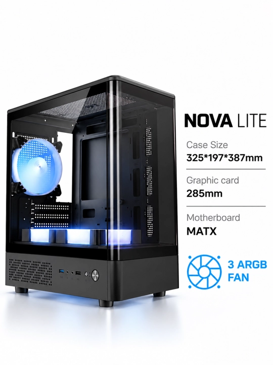 Корпус для компьютера, игровой корпус-аквариум, 3 RGB-вентилятора, прозрачное стекло, ATX