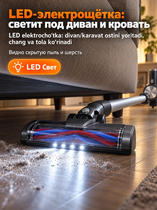 SOKANY SK-13042 simsiz vertikal changyutgich, 2200 Vt, olinadigan batareya, HEPA filtri