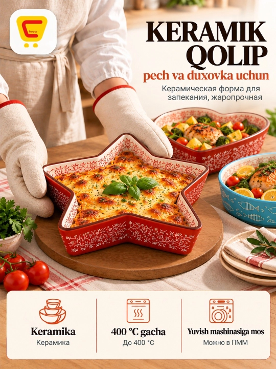 Keramik qolip pech uchun, duxovka, pechda pishirish uchun idish - 