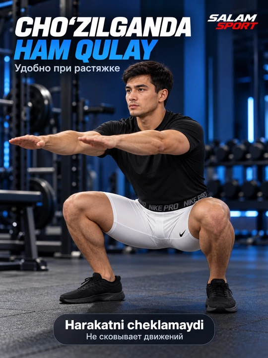 Erkaklar kompression losina-shortisi Nike Pro, sport uchun, Dri-FIT, elastik belbog’li