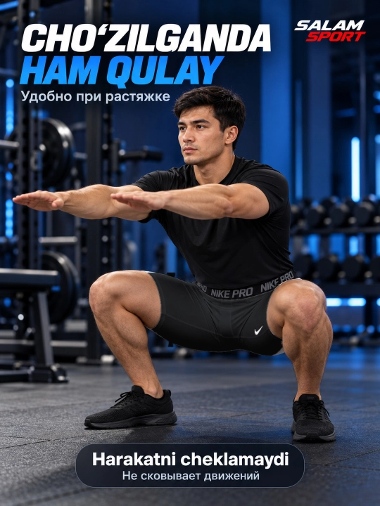 Erkaklar kompression losina-shortisi Nike Pro, sport uchun, Dri-FIT, elastik belbog’li