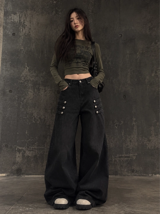 Jeansy jenskie i mujskie baggy oversize Y2K