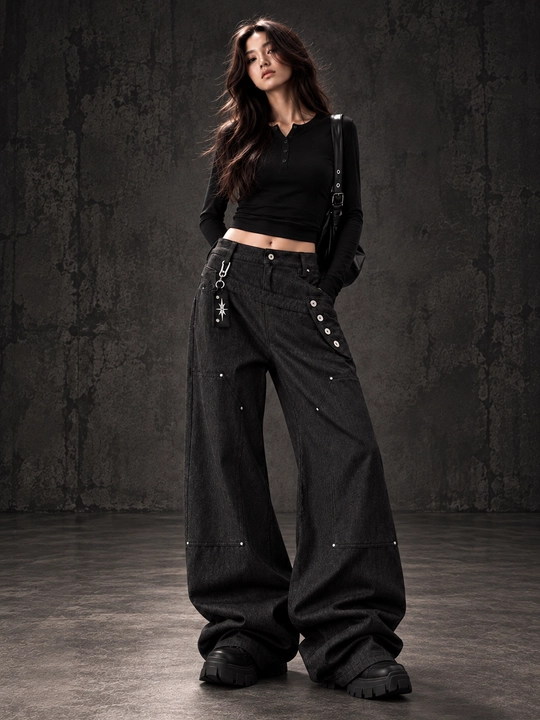 Jeansy jenskie i mujskie baggy oversize Y2K