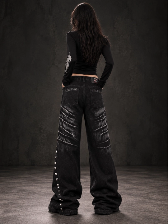 Jeansy jenskie i mujskie baggy oversize Y2K