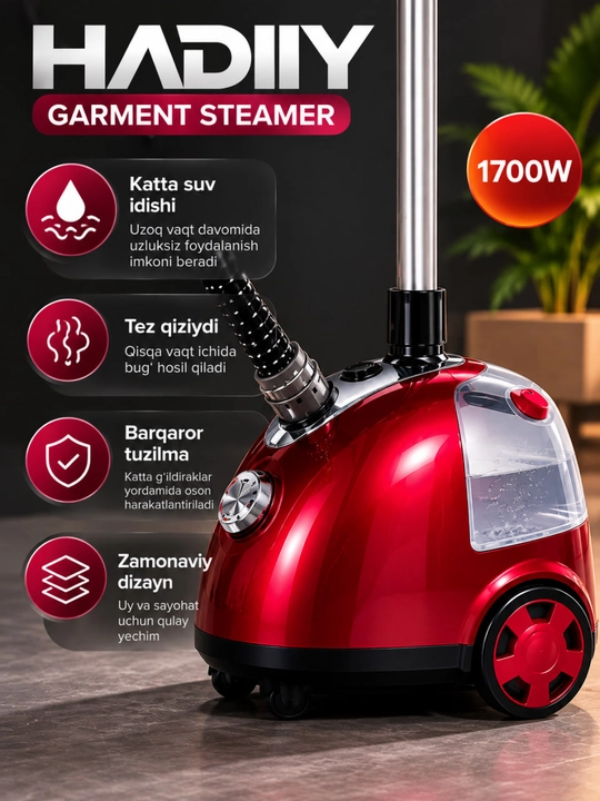Bug‘li dazmol HD-368, tik bug‘lagich, kiyim bug‘lagich 1700W