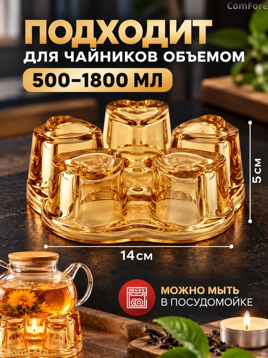 Подставка под чайник стеклянная, для подогрева чая