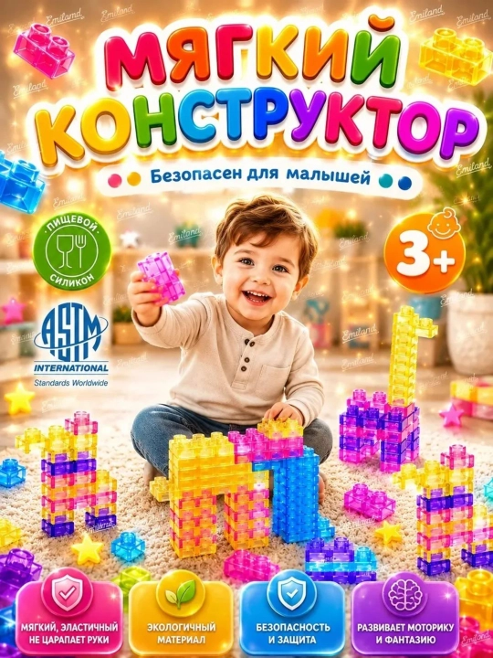 Мягкий конструктор Gummy Blocks для развития мелкой моторики