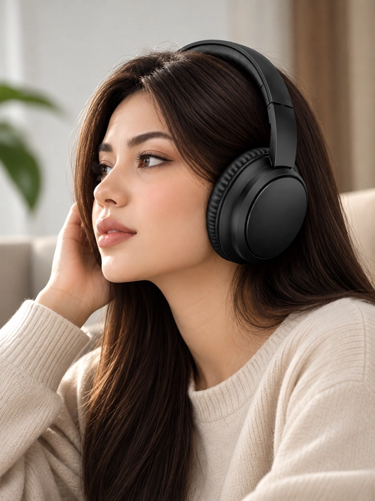 Simsiz Bluetooth quloqchinlar 5.3, mikrofonli, yumshoq yostiqchali, qora