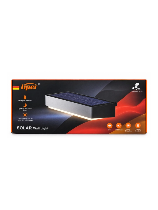 Quyosh batareyali devor chirog‘i Liper, 4400 mAh, IP65, pult va taymer bilan