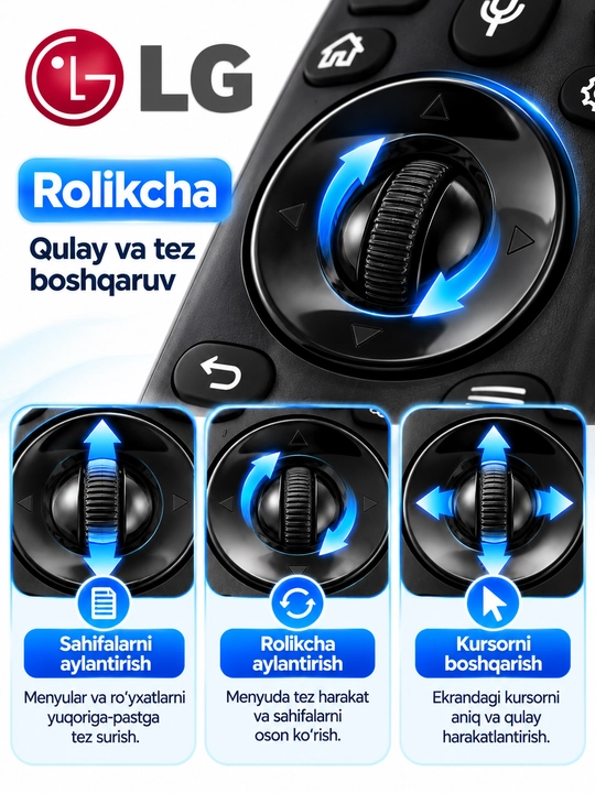 Pult LG Smart TV televizoriga, Magic Control va ovozli boshqaruv,Universal Pult