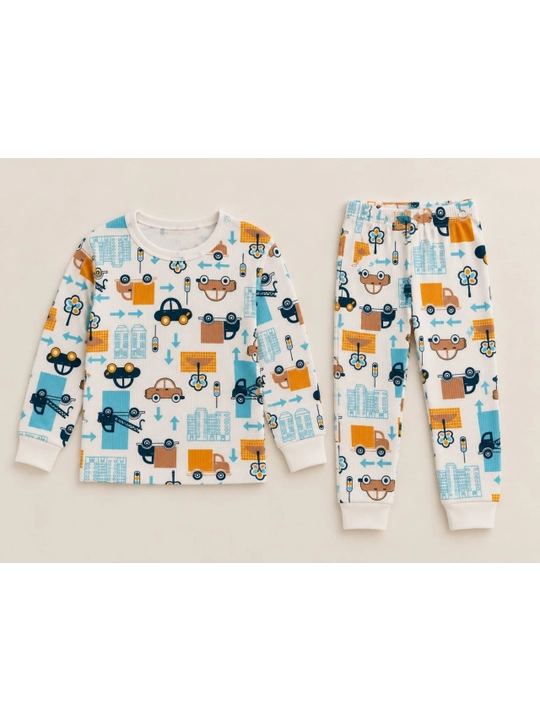 O‘g‘il bolalar uchun paxtali mashinali pijama, uzun yengli uy kiyimi, 1–8 yosh