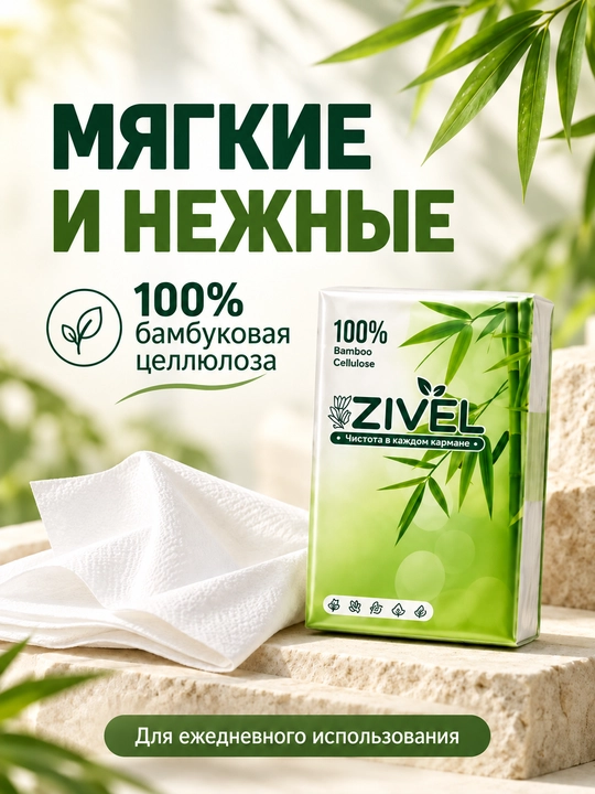 Карманные салфетки ZIVEL, 10 пачек по 10шт