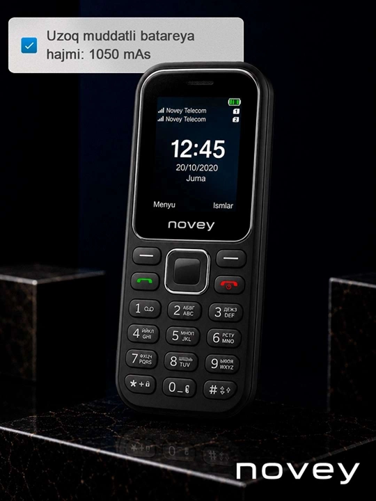 Novey M180c mobil telefon, knopkali telefon, kamerasiz, fonar, 2 SIM, 4 rang