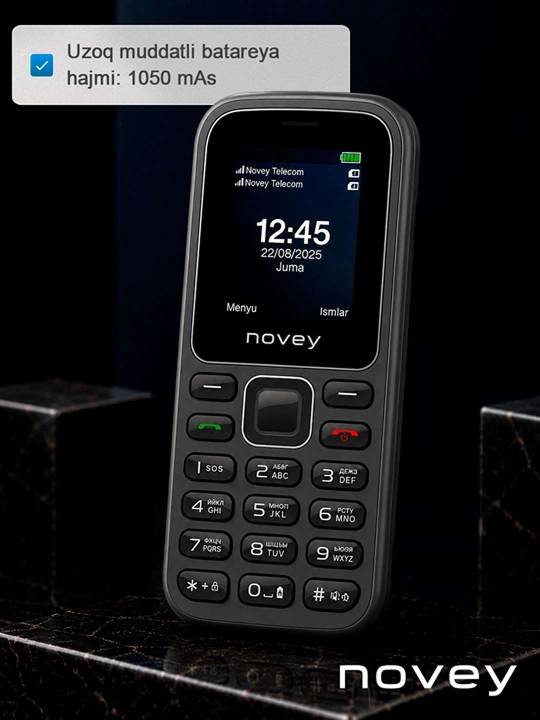 Novey M180c mobil telefon, knopkali telefon, kamerasiz, fonar, 2 SIM, 4 rang