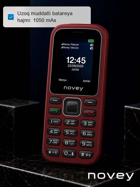 Novey M180c mobil telefon, knopkali telefon, kamerasiz, fonar, 2 SIM, 4 rang