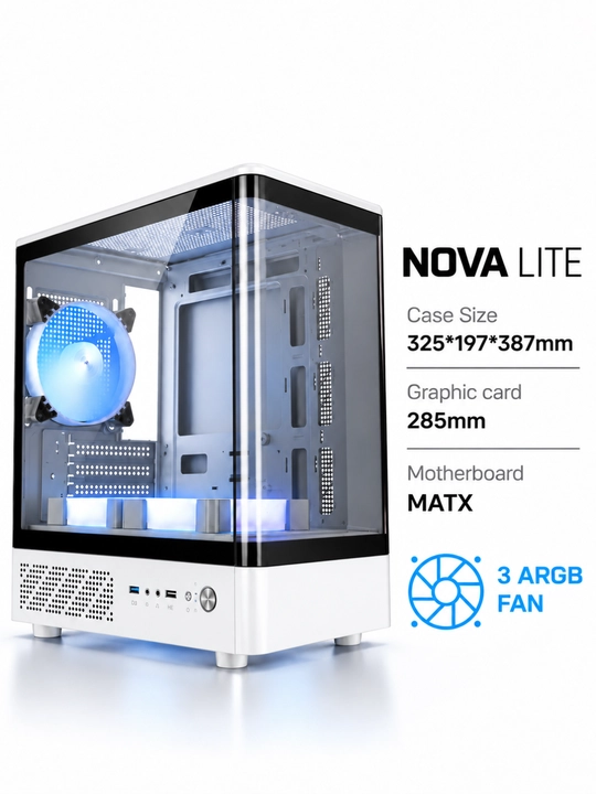 Корпус для компьютера, игровой корпус-аквариум, 3 RGB-вентилятора, прозрачное стекло, ATX