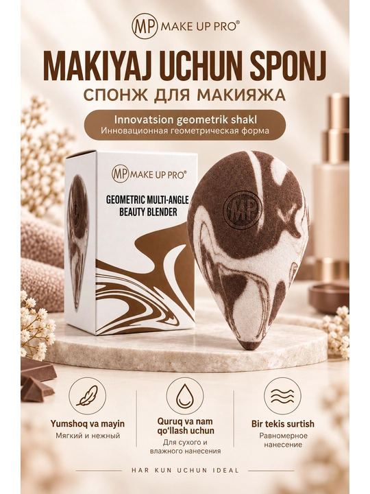 Sponj yuzni makiyaji uchun, MAKE UP PRO, 8x5, gubka - 