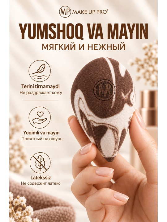 Sponj yuzni makiyaji uchun, MAKE UP PRO, 8x5, gubka