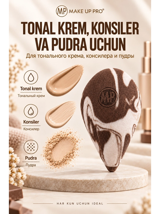 Sponj yuzni makiyaji uchun, MAKE UP PRO, 8x5, gubka