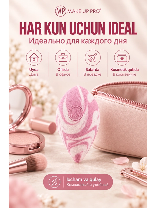 Sponj yuzni makiyaji uchun, MAKE UP PRO, 8x5, gubka
