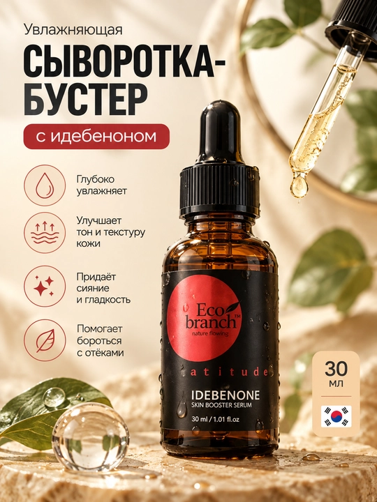 Сыворотка для лица Eco Branch с центеллой, гиалуроновой кислотой и муцином улитки, 30 мл