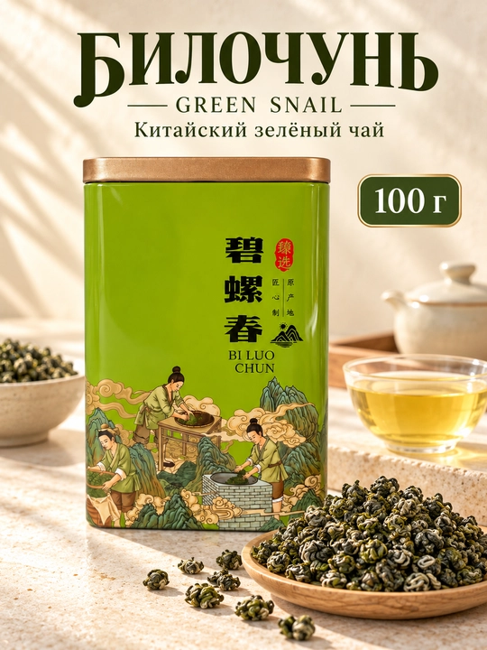 Xitoy ko'k choyi - Green Snail (Bilochun), 100 g - 