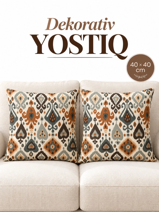 Milliy naqshli dekorativ divan yostig‘i, 40 × 40 sm