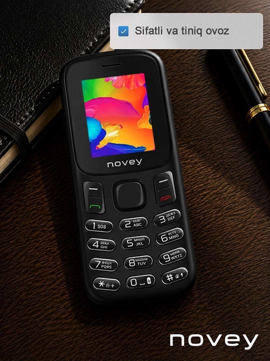 Novey M185 knopkali telefon, mini, radio, kamerasiz, Dual SIM