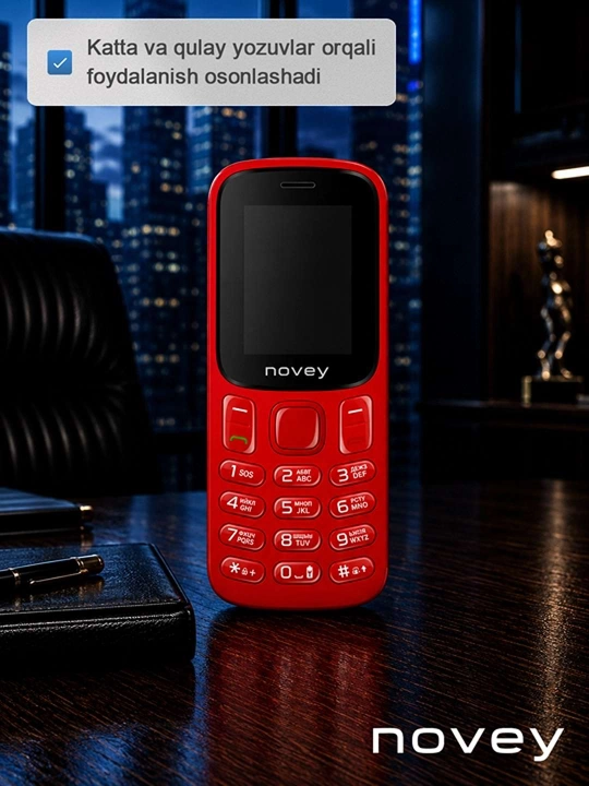 Novey M185 knopkali telefon, mini, radio, kamerasiz, Dual SIM