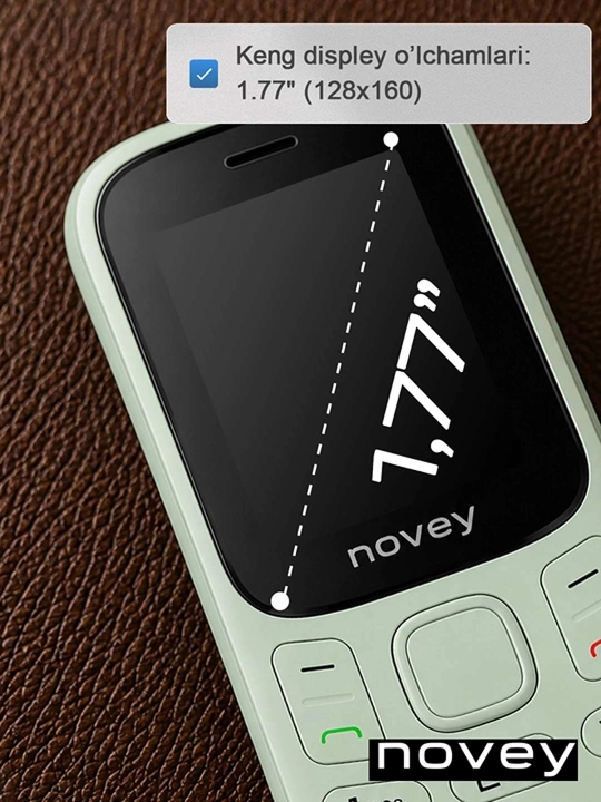 Novey M185 knopkali telefon, mini, radio, kamerasiz, Dual SIM