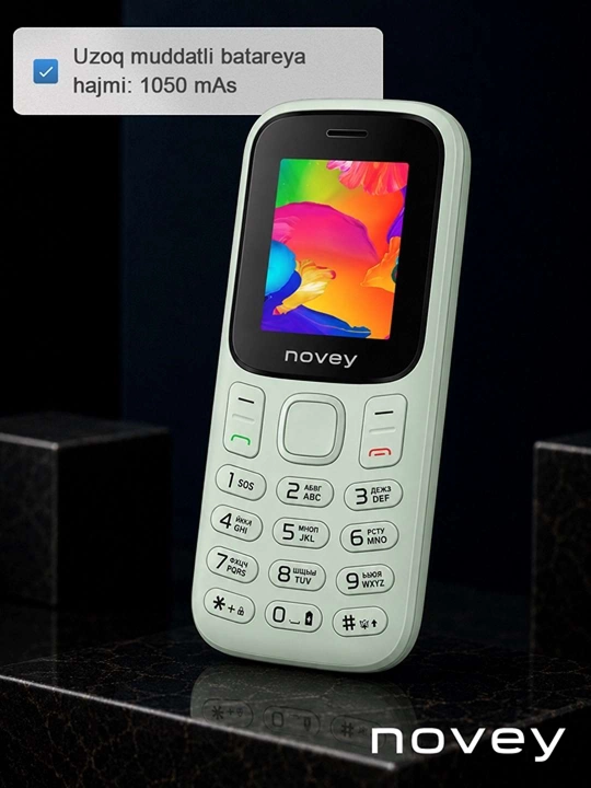 Novey M185 knopkali telefon, mini, radio, kamerasiz, Dual SIM
